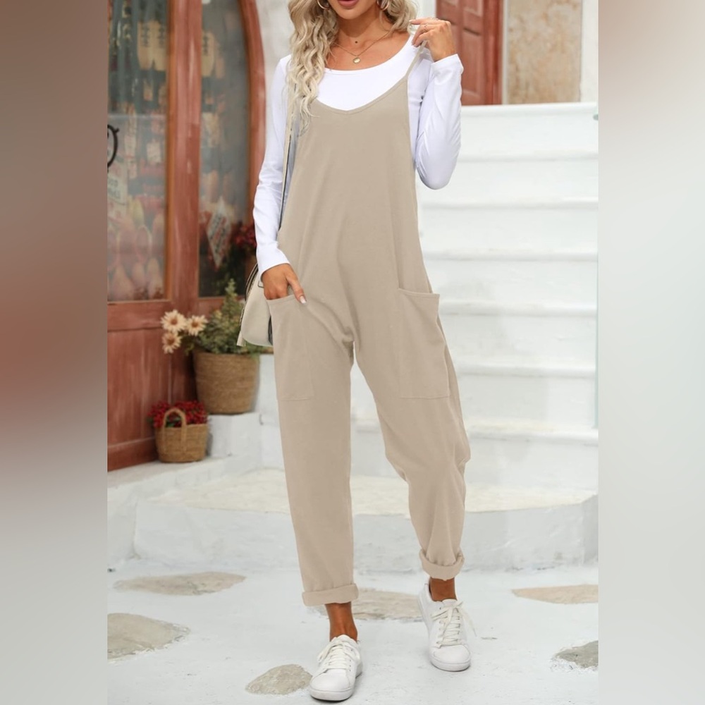 Never worn! Tan spaghetti strapped romper